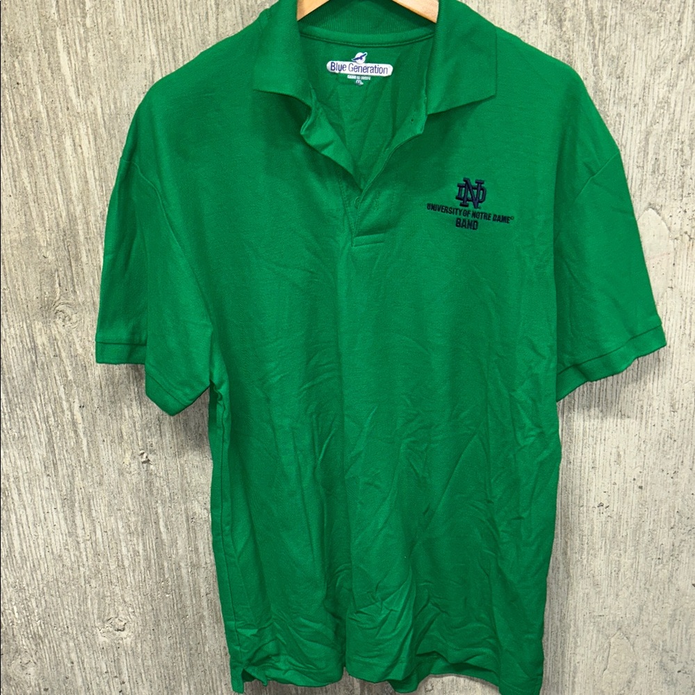 University of Notre Dame‎ Band Men's Green Polo Embroidered Shirt Medium